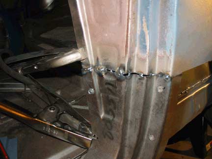 Tack welding B pillar 1