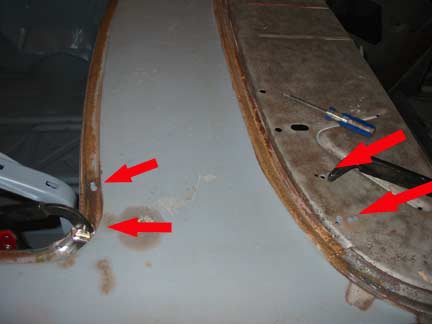 Trunk hinge held with vice grips