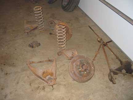 Front suspension parts removed