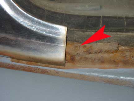 Rusted trim screw passenger side