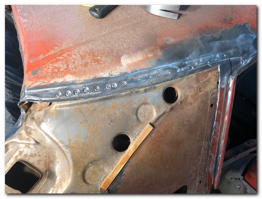 Quarter panel cut below roof seam